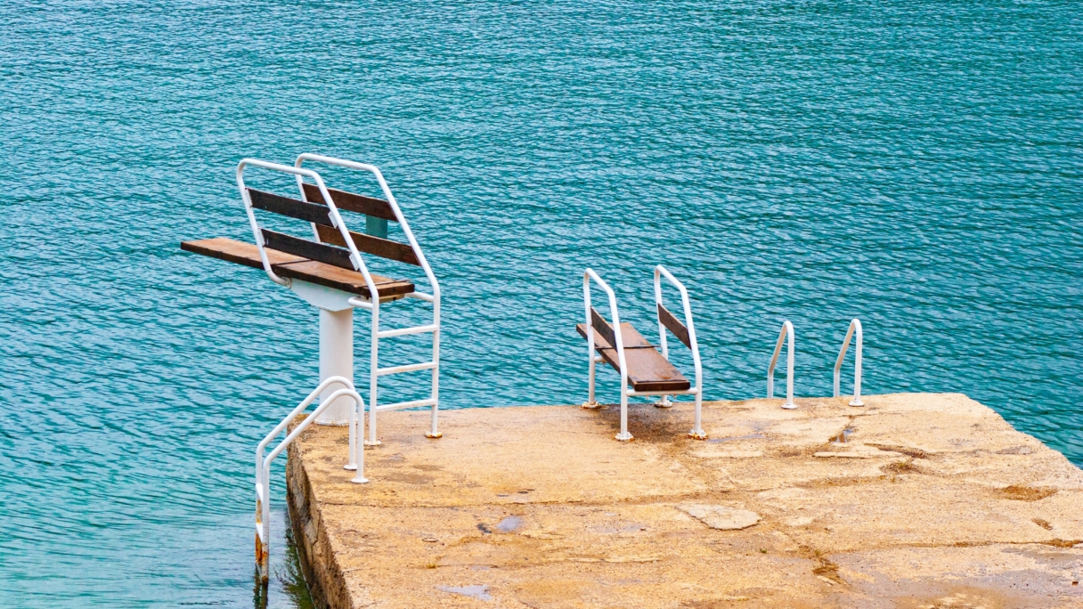 Two springboards over the ocean